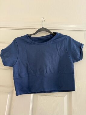 aerie Deep Navy Short Sleeve Cropped Tee